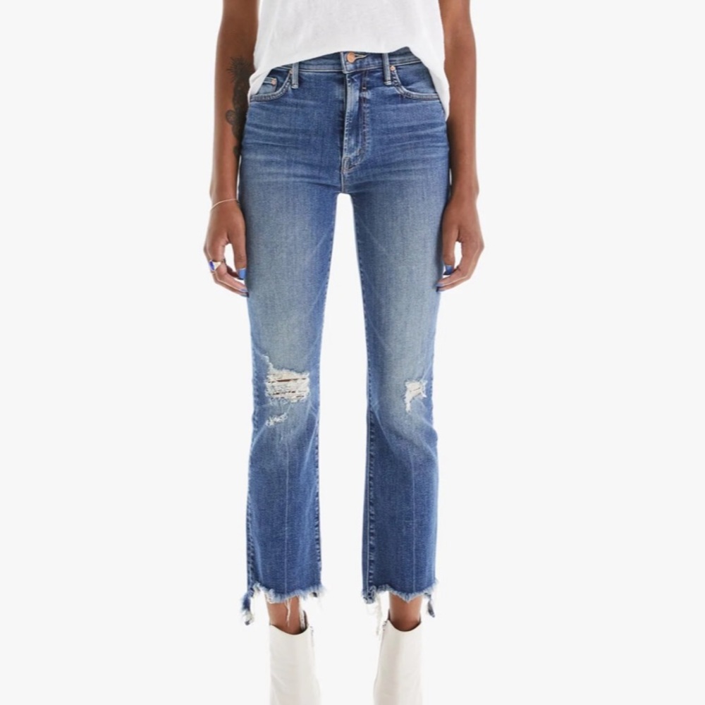 Mother the insider crop step chew jeans